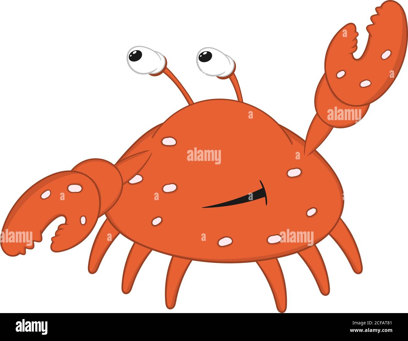 drôle de dessin animé crabe avec les yeux renflés ondule une griffe et salue Illustration de Vecteur