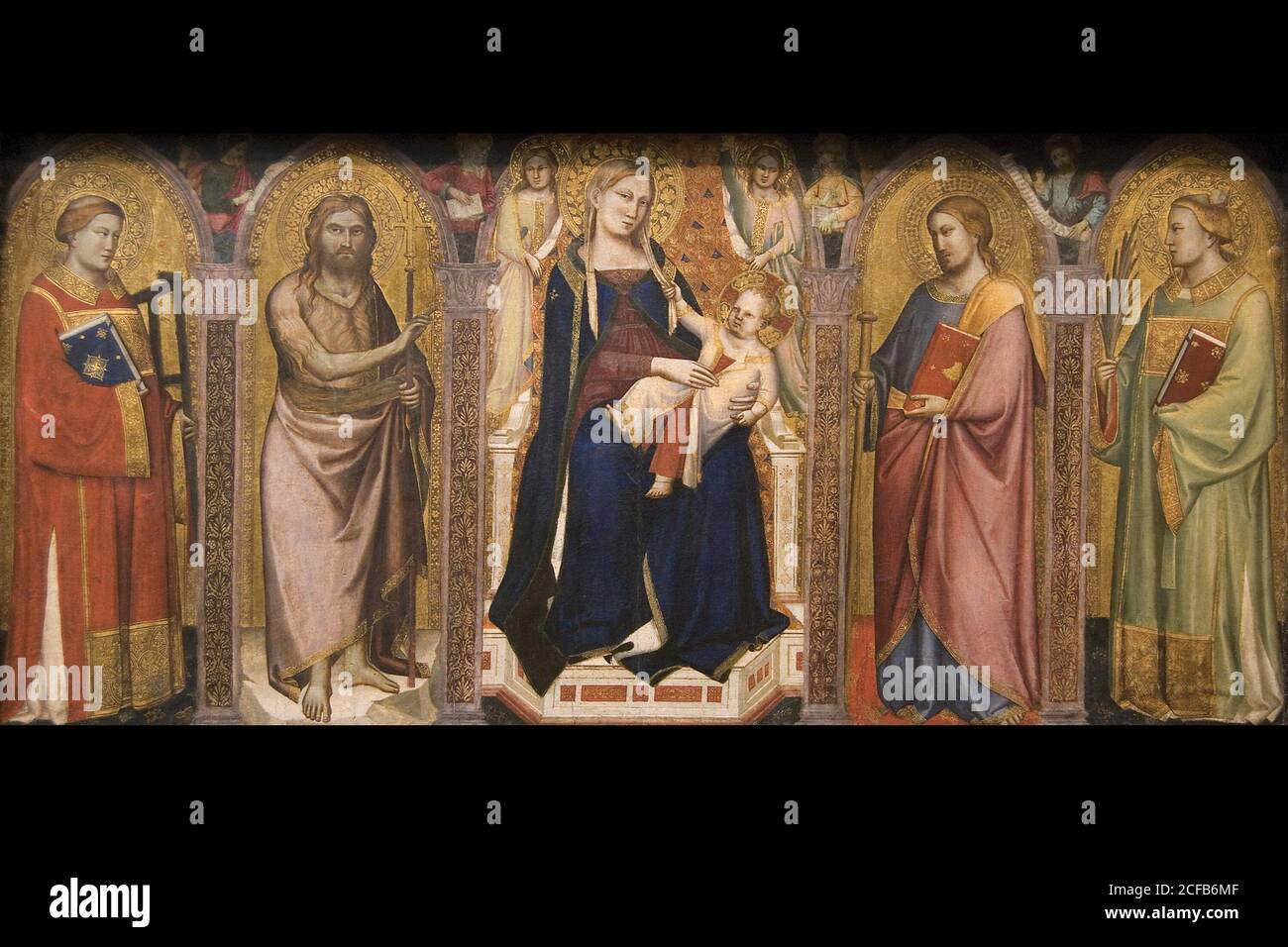 Madonna et Child Enthroned avec des saints, retable Banque D'Images