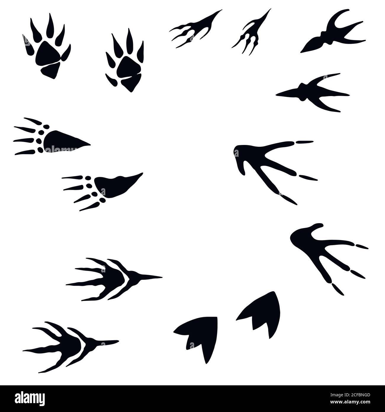 Collection de dessin à la main, empreinte de pattes de monstres, dessin animé Illustration de Vecteur