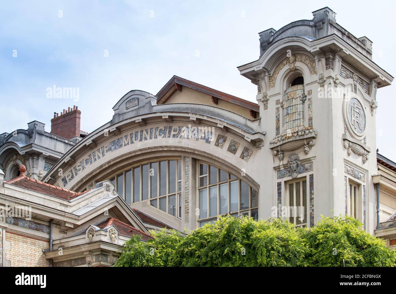 Mosaïque Art nouveau d'Odorica, piscine, Rennes France, France Banque D'Images