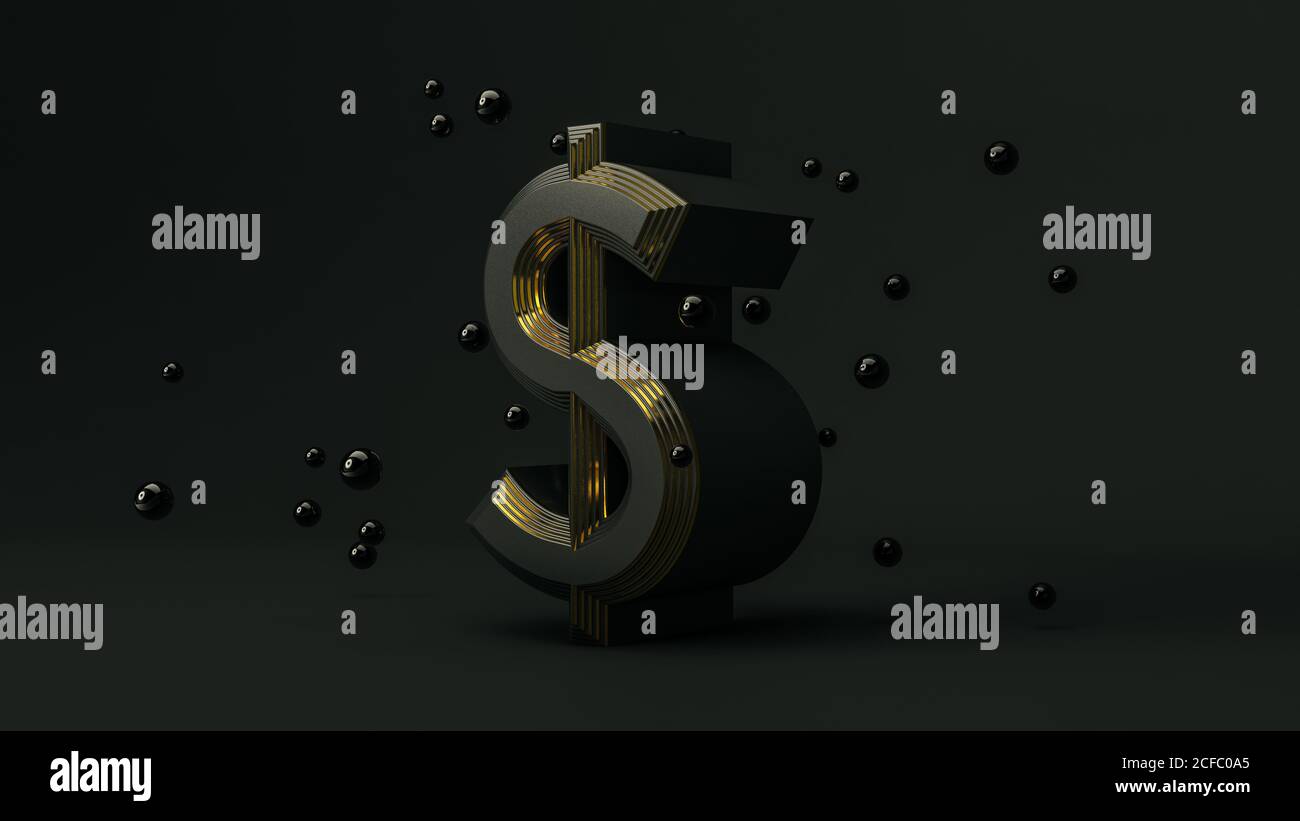Symbole dollar monétaire. Concept d'argent sur fond noir Banque D'Images
