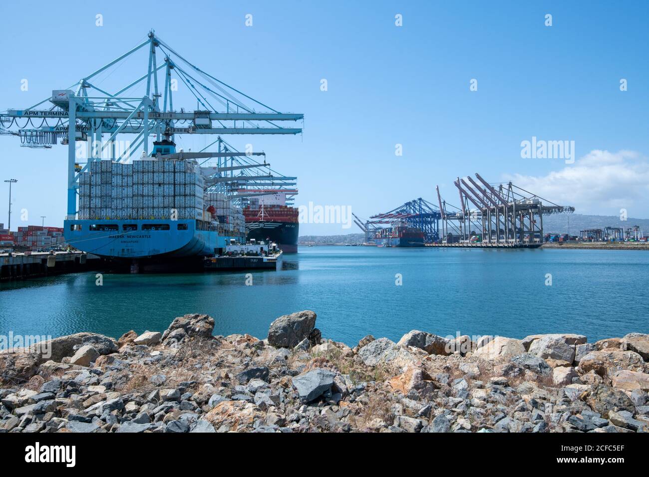 Navires-conteneurs et de fret Port de Los Angeles et long Plage 2020 Banque D'Images