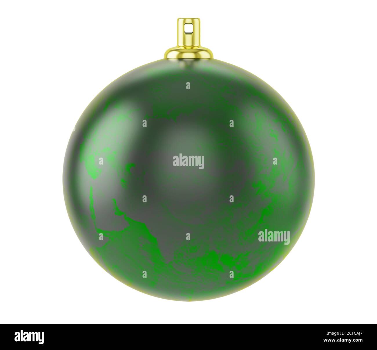Boule de noël verte texturée isolée sur fond blanc, rendu 3d Banque D'Images