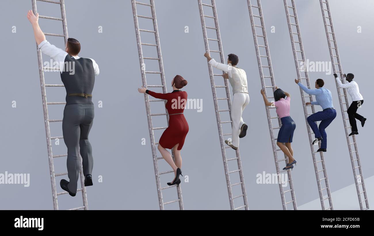 Évolution de carrière avec Corporate Ladders for promotion Banque D'Images