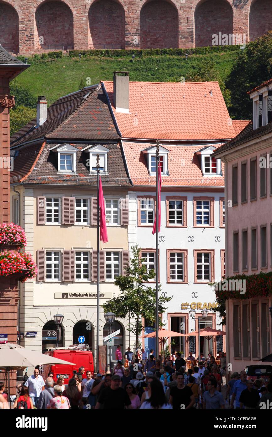 Hauptstrasse zone piétonne dans la vieille ville, Heidelberg, Bade-Wurtemberg, Allemagne, Europe Banque D'Images