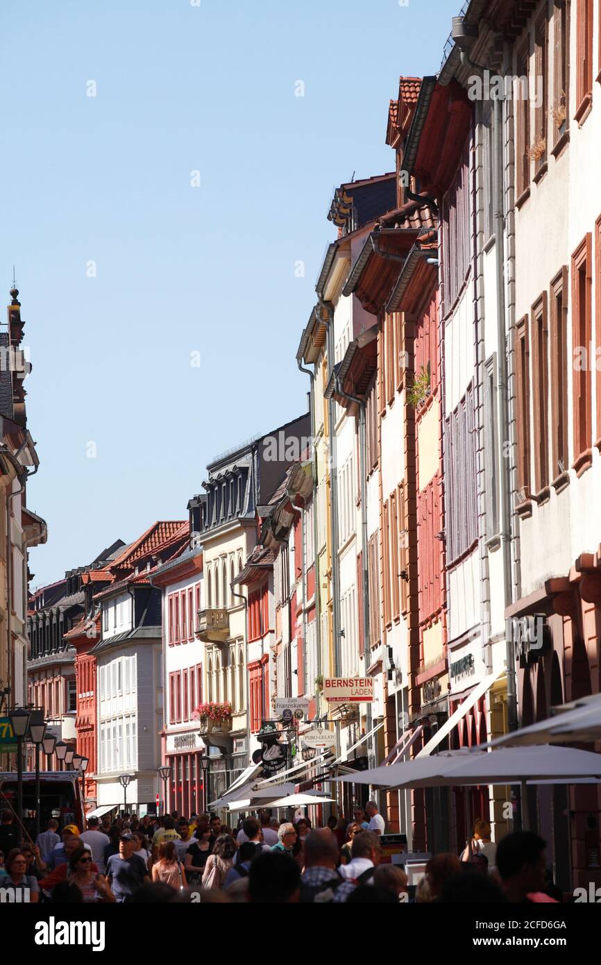 Hauptstrasse zone piétonne dans la vieille ville, Heidelberg, Bade-Wurtemberg, Allemagne, Europe Banque D'Images