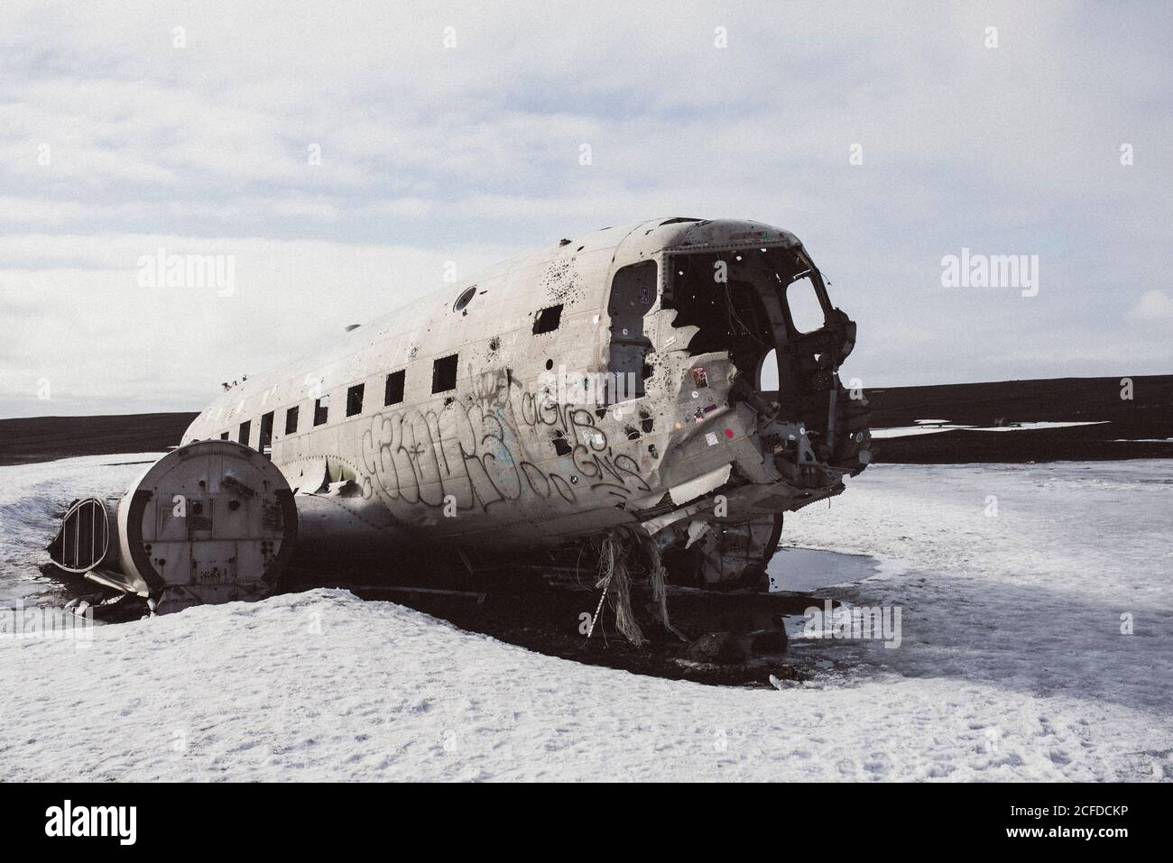 Epave d'avion DC3 sur Sólheimasandur, Islande Banque D'Images