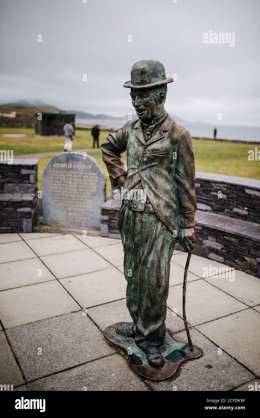Statue de Charlie Chaplin à Waterville, Irlande Banque D'Images