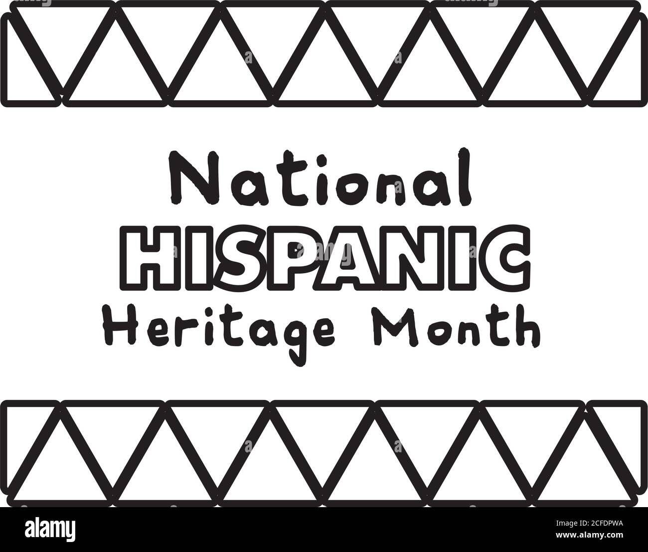 lettrage de l'héritage hispanique national dans le vecteur d'icône de style de ligne de cadre conception de l'illustration Illustration de Vecteur