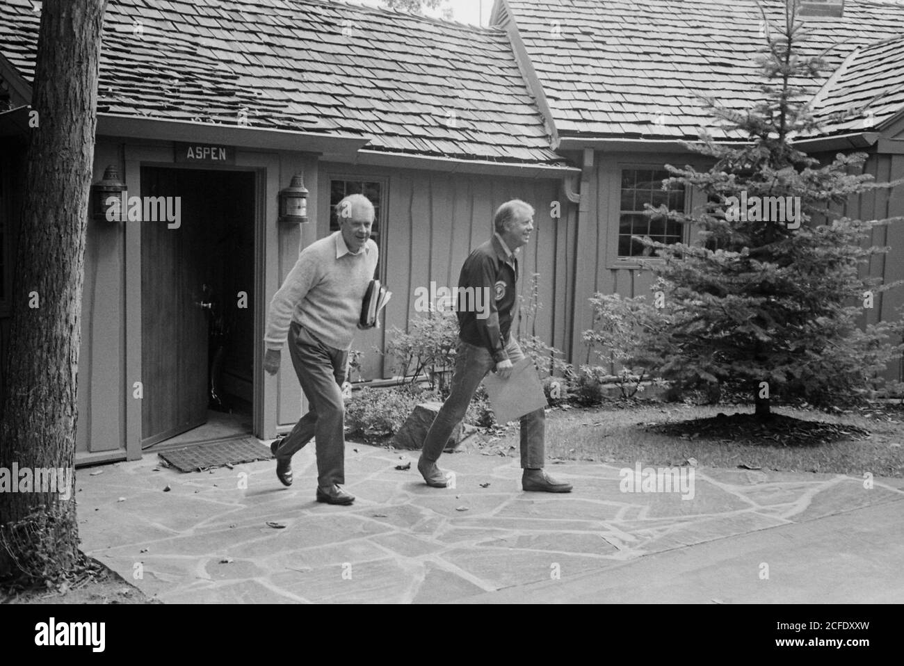 Cyrus Vance et Jimmy carter au Camp David ca. 13 septembre 1978 Banque D'Images