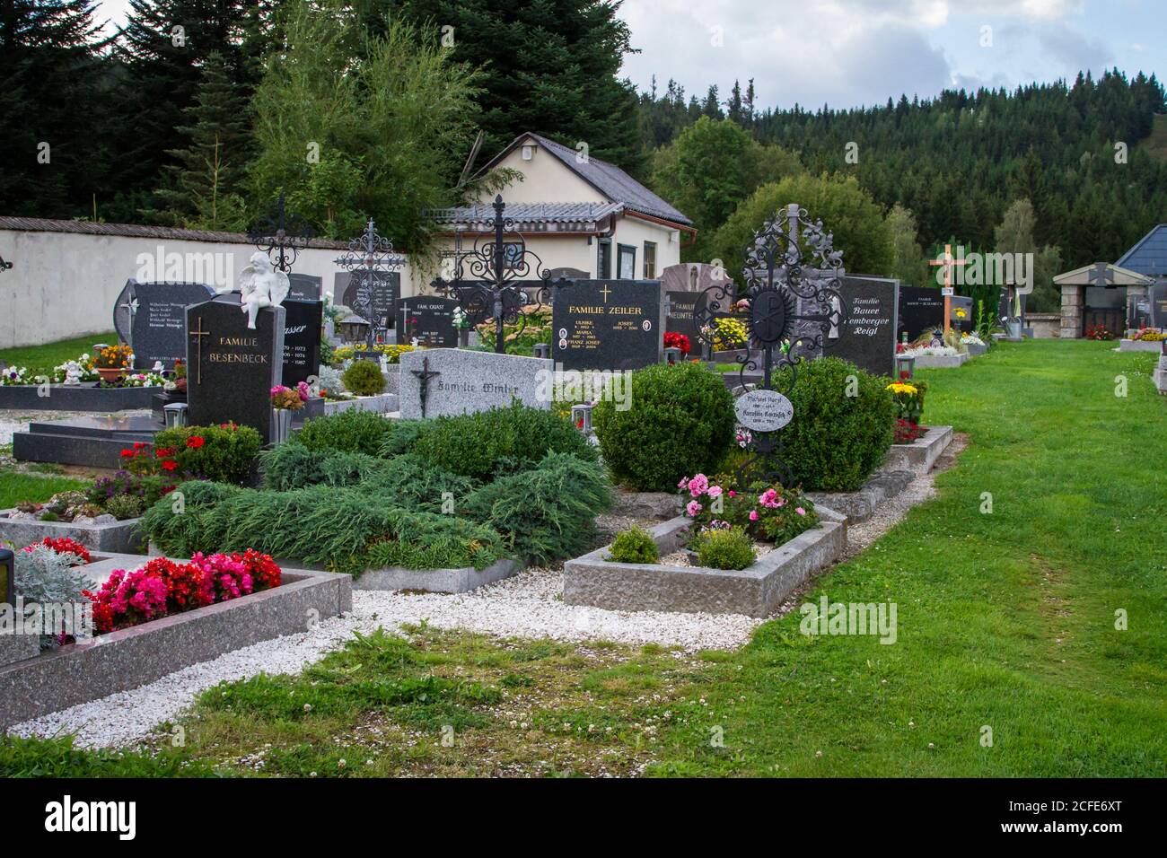 Cimetière/cimetière Karlstift - randonnée autour de Karlstift, Waldviertel, Autriche Banque D'Images