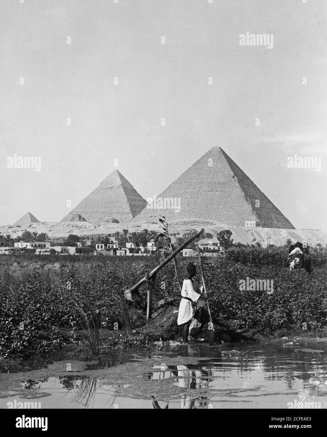 'Pyramides de Gizeh. Les trois pyramides avec ''''Shasuf'' en premier plan ca. 1934-1939' Banque D'Images