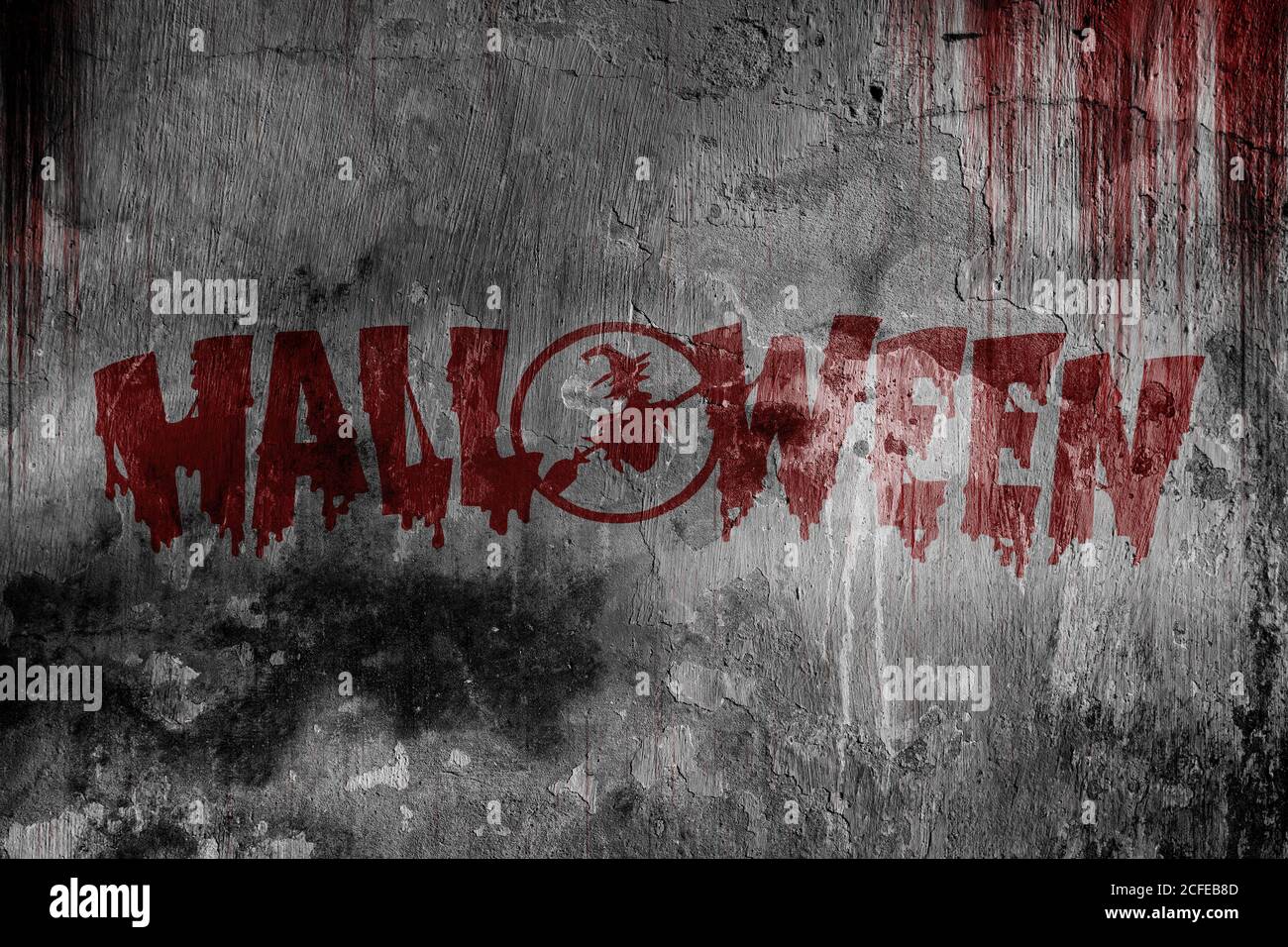 joyeux halloween texte par le sang sur le vieux mur effrayant Banque D'Images
