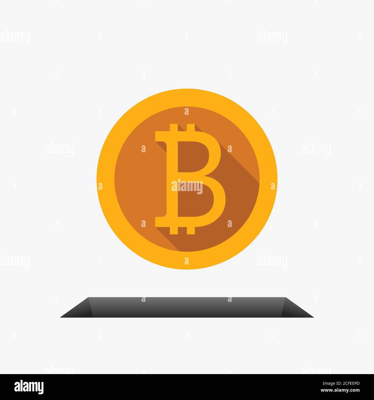 vue de face du golden bitcoin tombant dans le trou Illustration de Vecteur