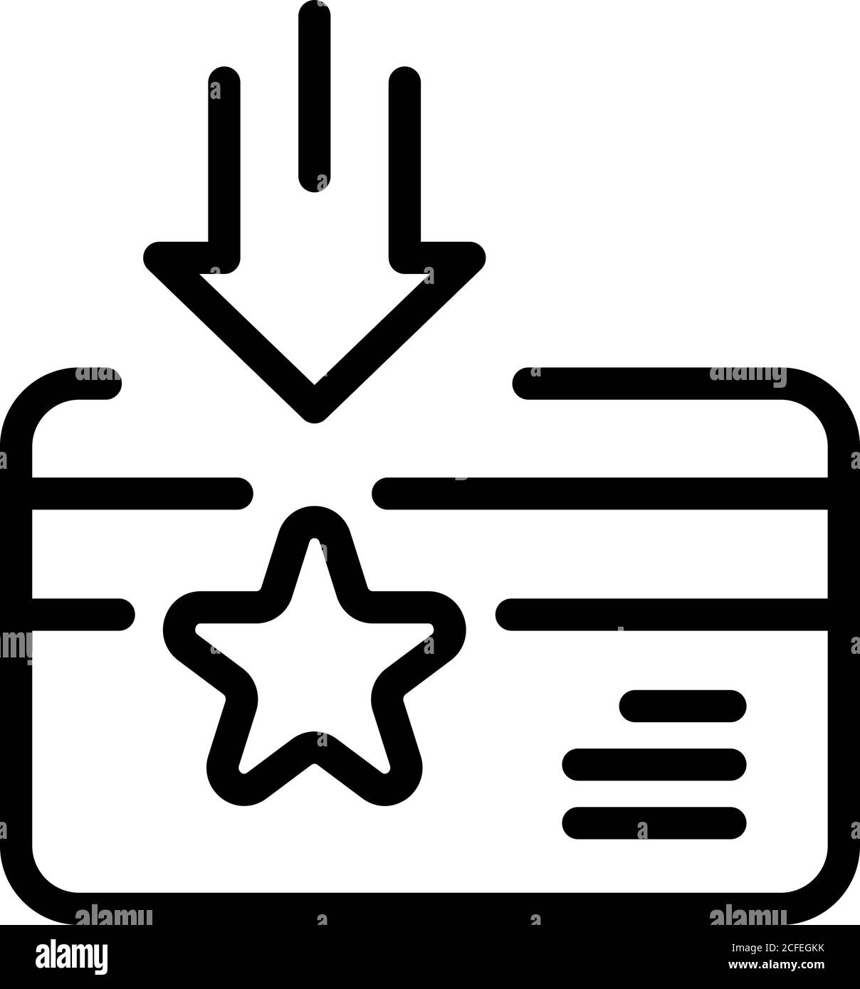 Étoile sur l'icône de carte de crédit, style de contour Illustration de Vecteur