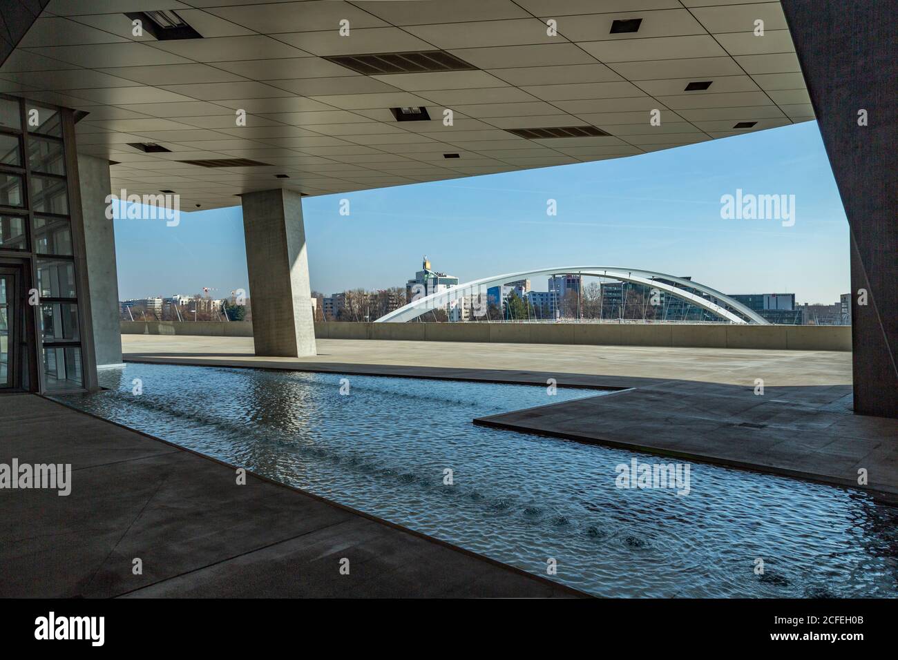 Pont Raymond barre vu du musée des confluences, Lyon, France, Europe Banque D'Images