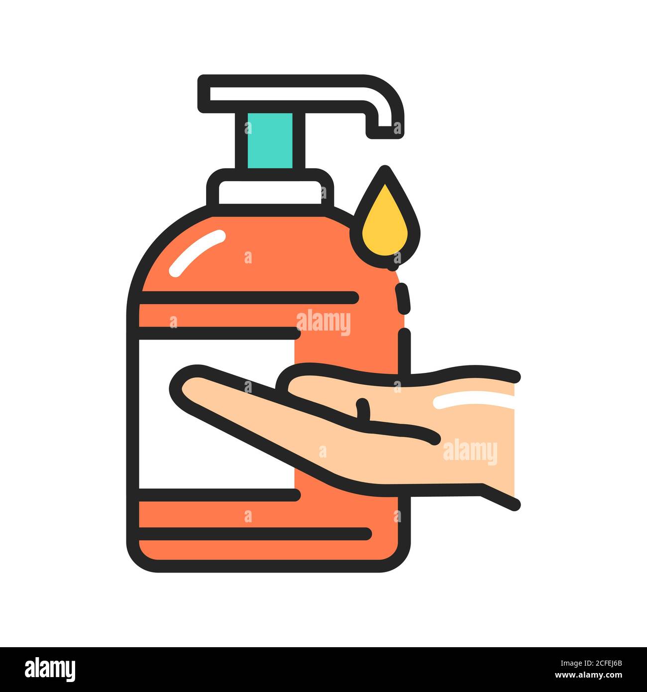 Icône de la ligne de couleur du savon antibactérien et de la main. Produit  d'hygiène. Pictogramme pour page Web, application mobile, Promo. Élément de  conception UI UX GUI. Modifiable Photo Stock -