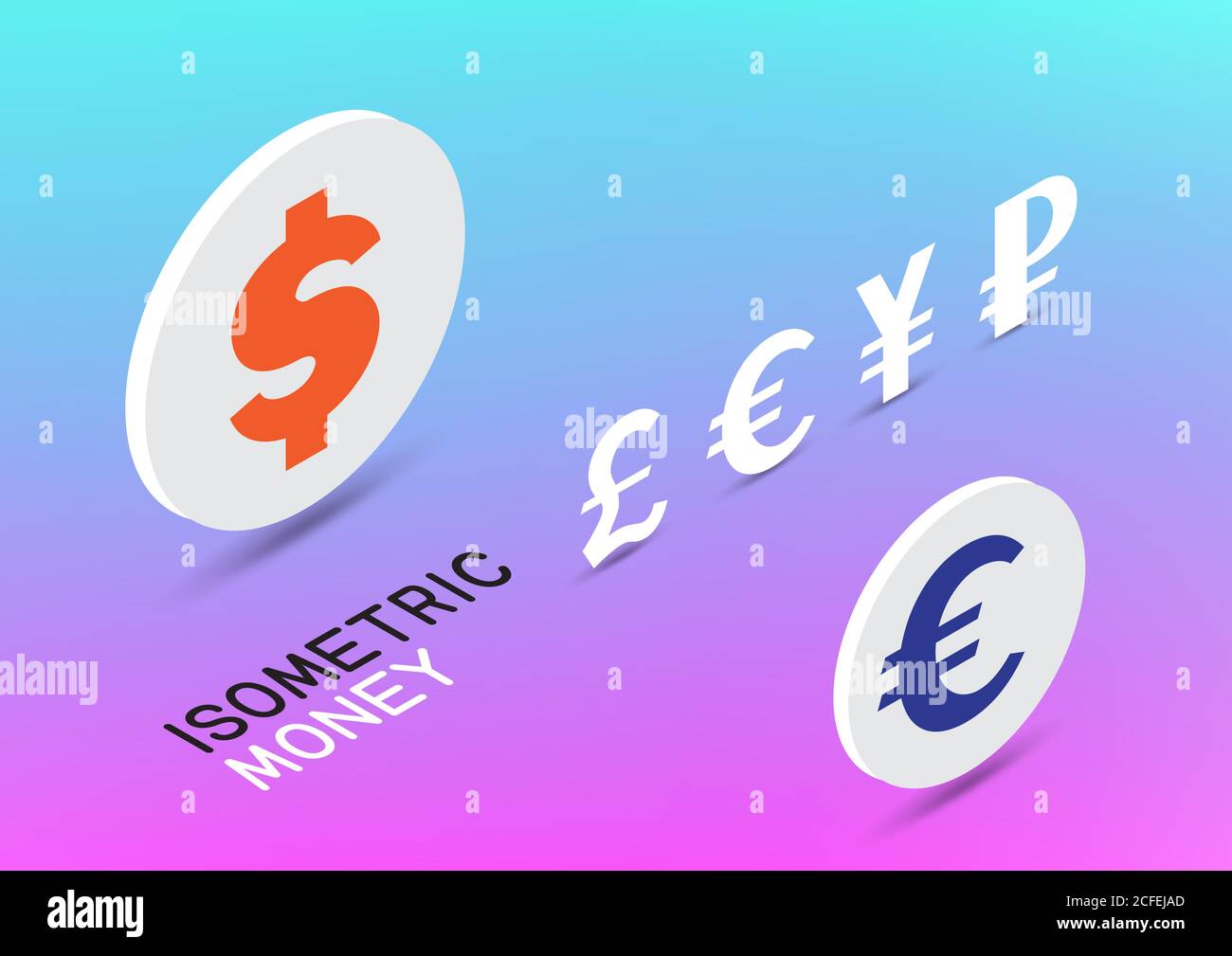 ensemble de symboles isométrique pièces de monnaie Illustration de Vecteur