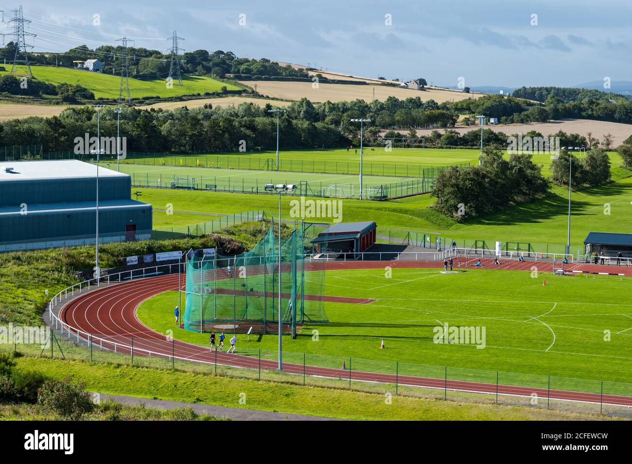 Prestonpan, East Lothian, Écosse, Royaume-Uni, 5 septembre. Météo au Royaume-Uni : le soleil pour les coureurs entraînement sportif au Meadowmill Sports Center course à pied qui est de retour en service Banque D'Images