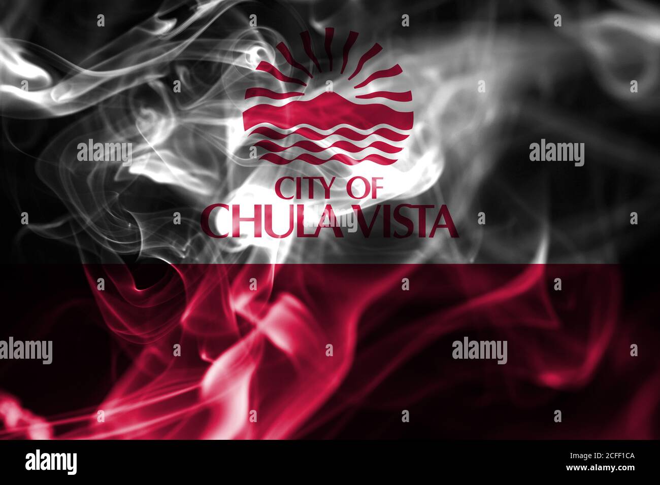 Ville de Chula Vista, California State flag fumée, États-Unis d'Amérique Banque D'Images