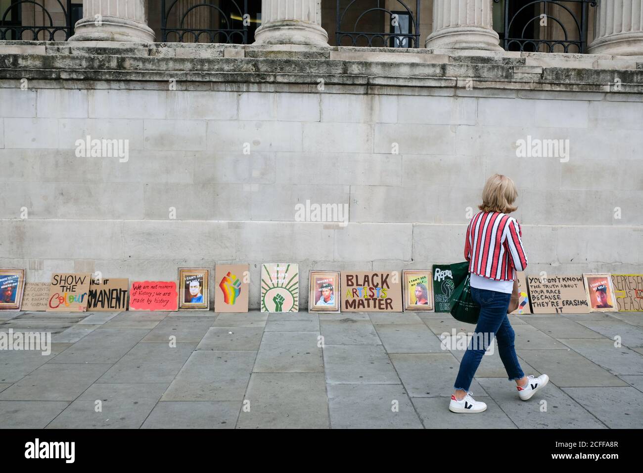 Trafalgar Square, Londres, Royaume-Uni. 5 septembre 2020. Les artistes de Black Lives Matter protestent à Trafalgar Square. Crédit : Matthew Chattle/Alay Live News Banque D'Images