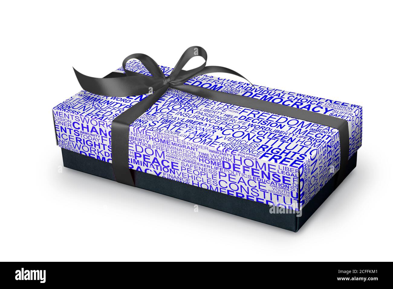 Boîte cadeau avec ruban de soie et concept wordcloud de l'homme droits Banque D'Images