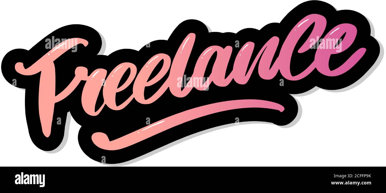 Modèle professionnel moderne freelance pour un style de vie. Texte en forme de pinceau à lettres et calligraphie Illustration de Vecteur
