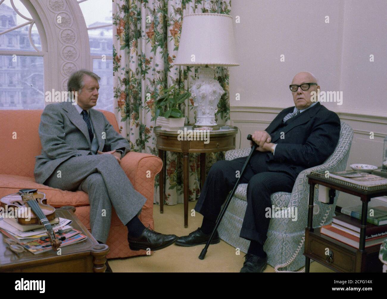 Jimmy carter rencontre avec George Meany, chef du travail AFL-CIO. 01/13/1978 Banque D'Images