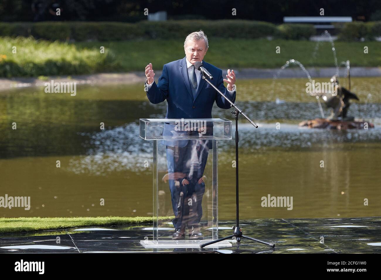 Varsovie, Mazovie, Pologne. 5 septembre 2020. Participation du couple présidentiel à la 9e édition de la campagne nationale de lecture 2020 en Saski Garden.in la photo: Pi GLINSKI crédit: Hubert Mathis/ZUMA Wire/Alay Live News Banque D'Images