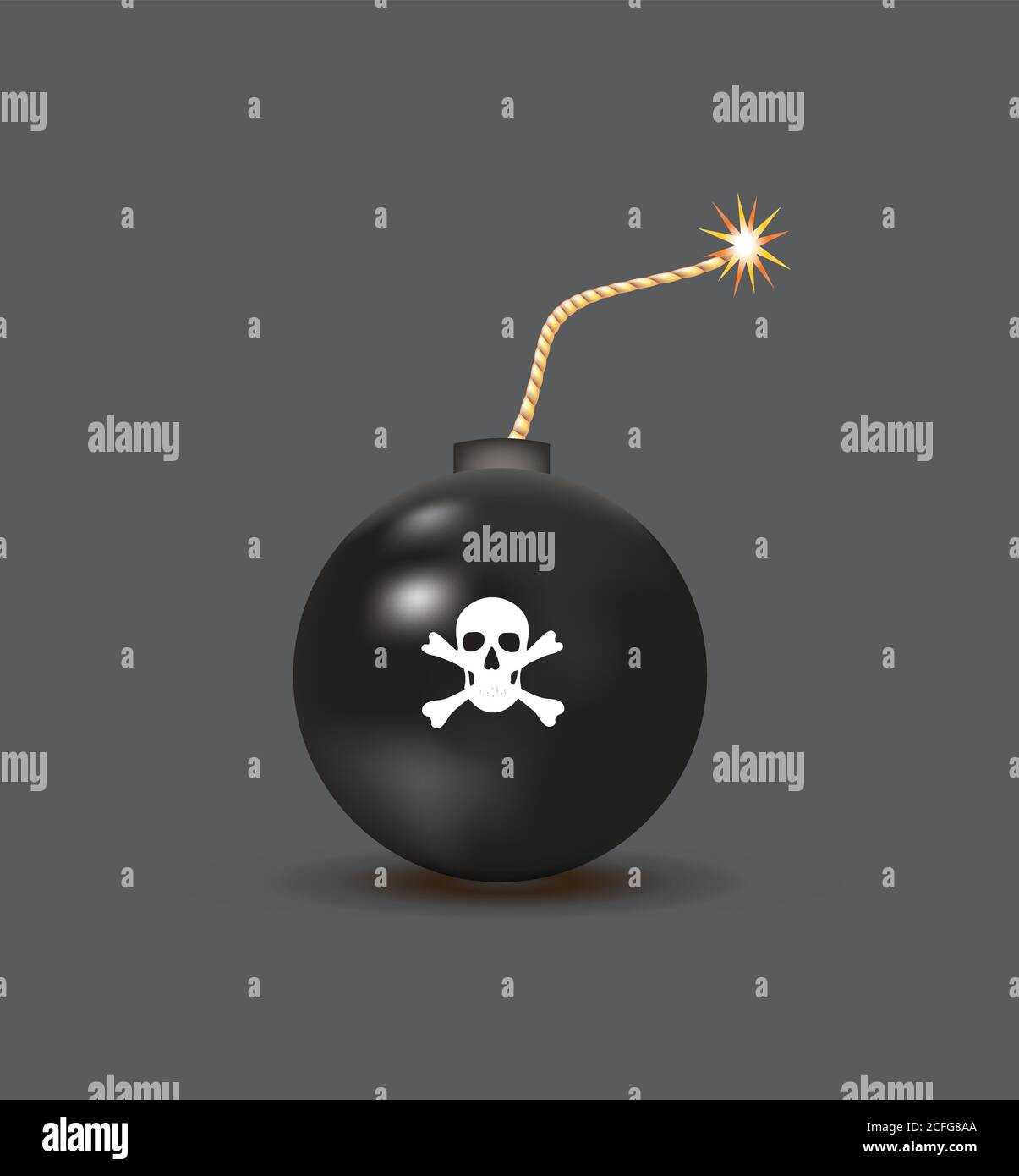 Bombe rétro noire avec crâne. Illustration vectorielle Illustration de Vecteur