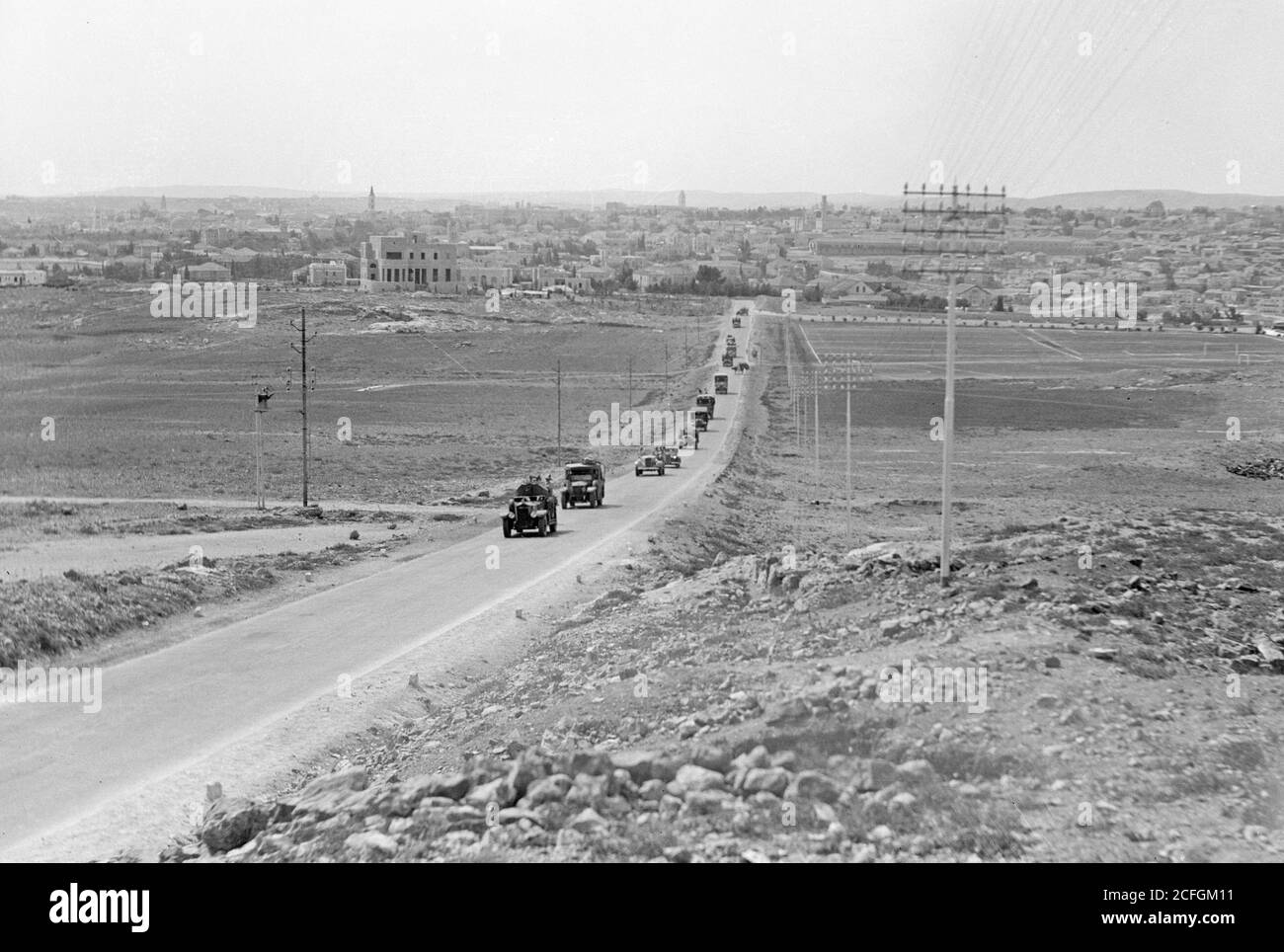 Histoire du Moyen-Orient - troubles de la Palestine 1936. Le convoi quotidien 10:30 de Jérusalem-Afuleh part pour le Nord Banque D'Images