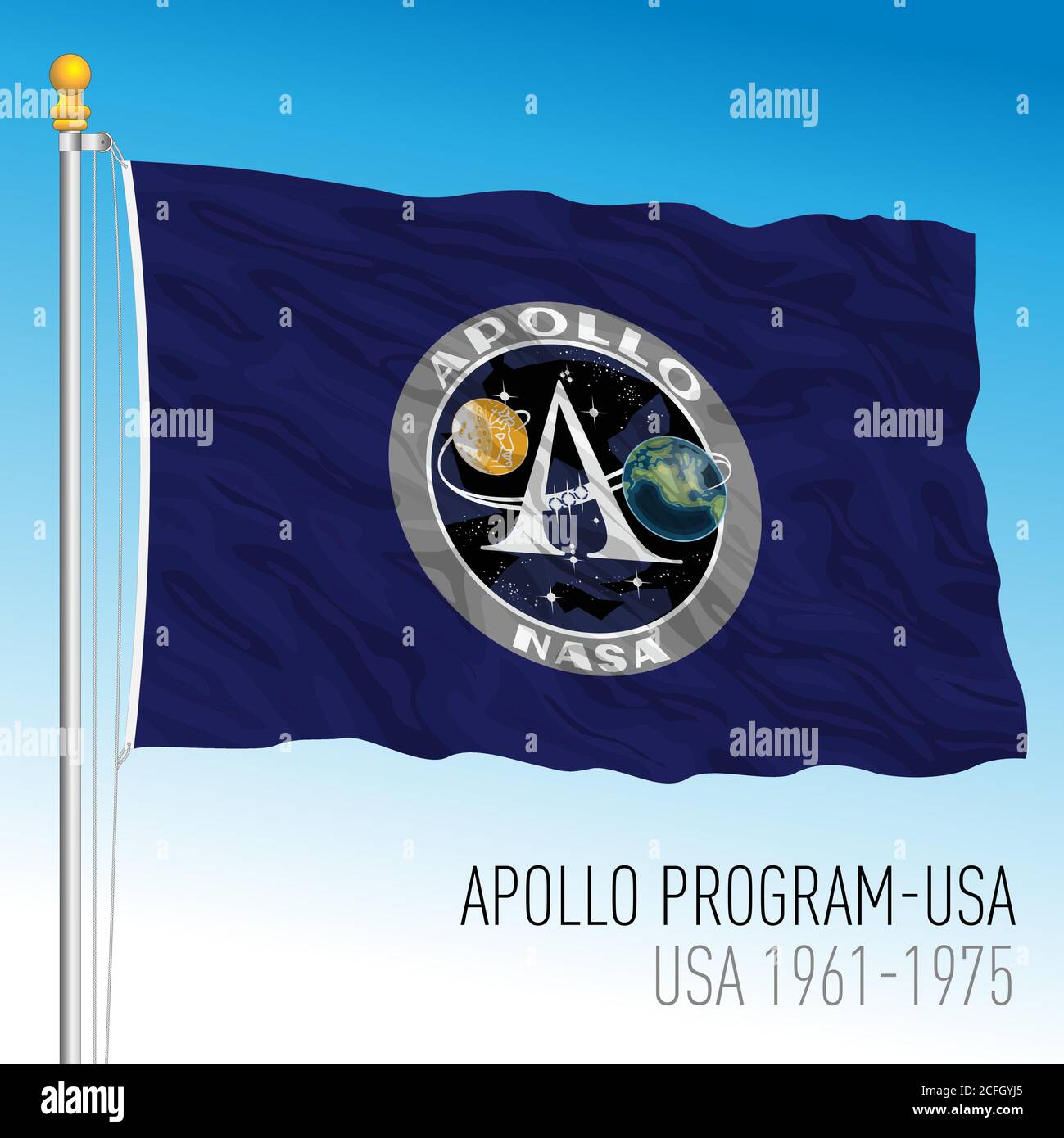 Drapeau historique du Programme Apollo, 1961-1975, États-Unis d'Amérique, illustration vectorielle Illustration de Vecteur