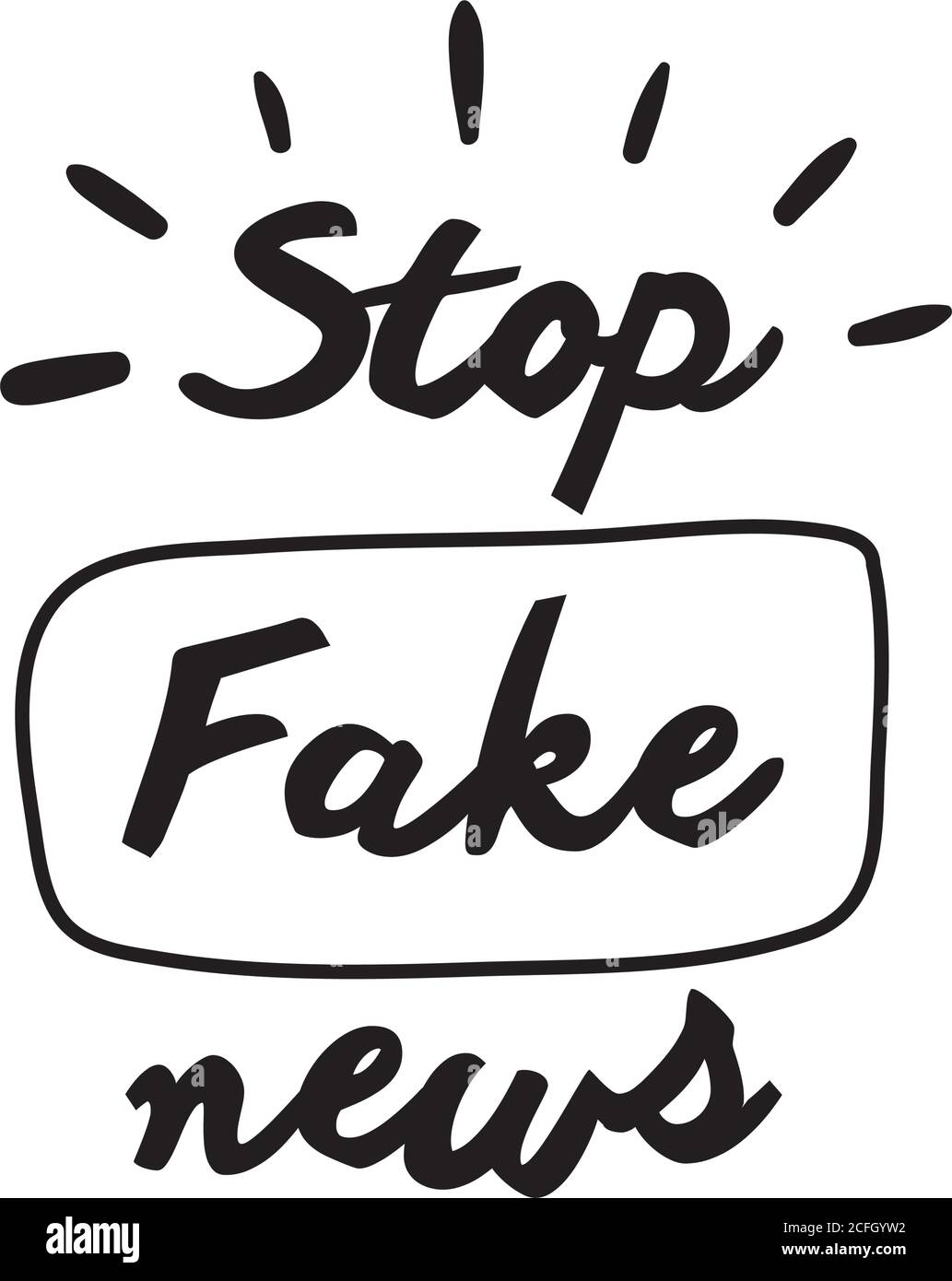 stop fake news faire campagne lettering style ligne vector illustration design Illustration de Vecteur