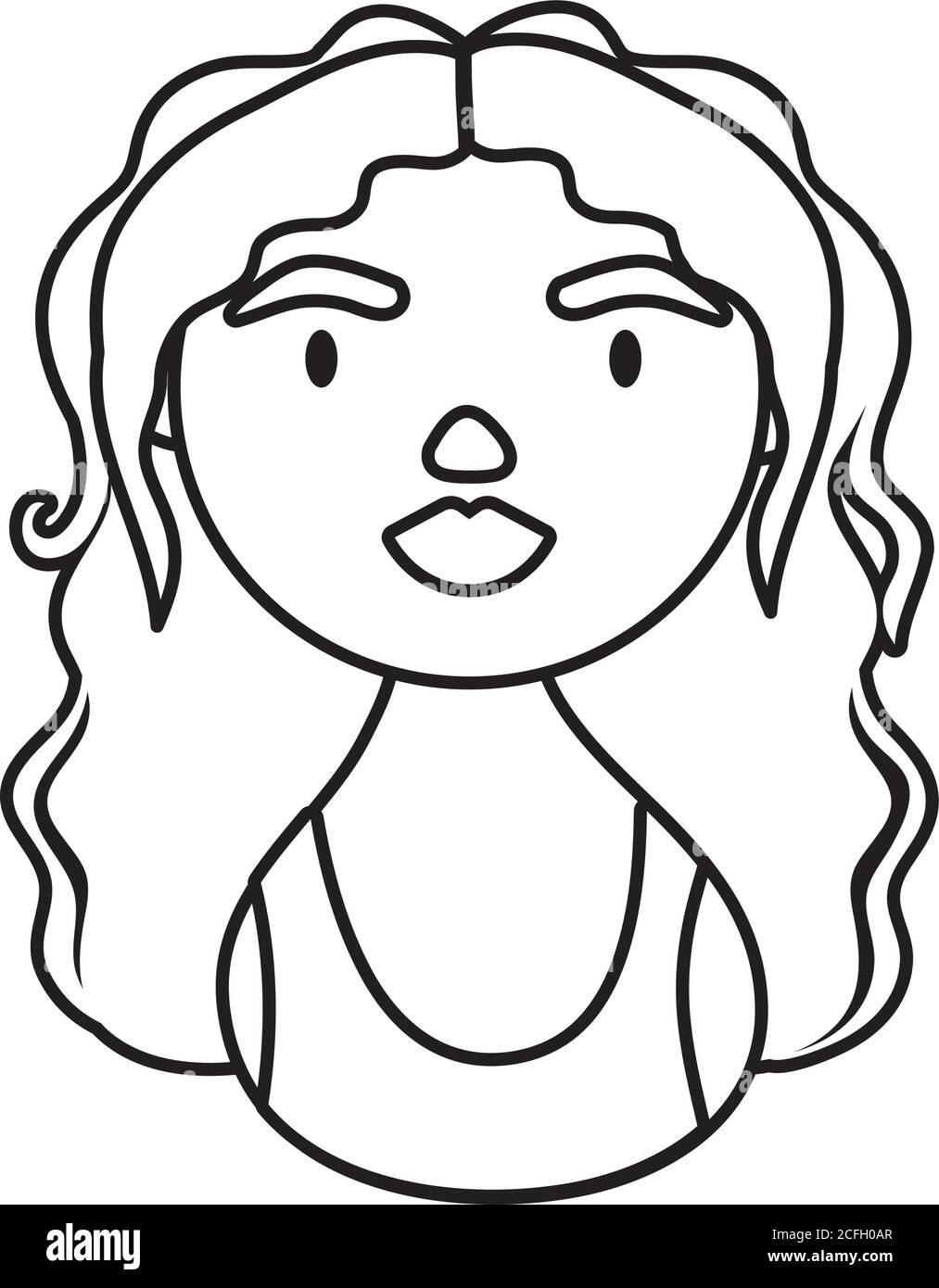 femme caractère avec les cheveux longs national hispanique héritage style ligne illustration vectorielle d'icône Illustration de Vecteur