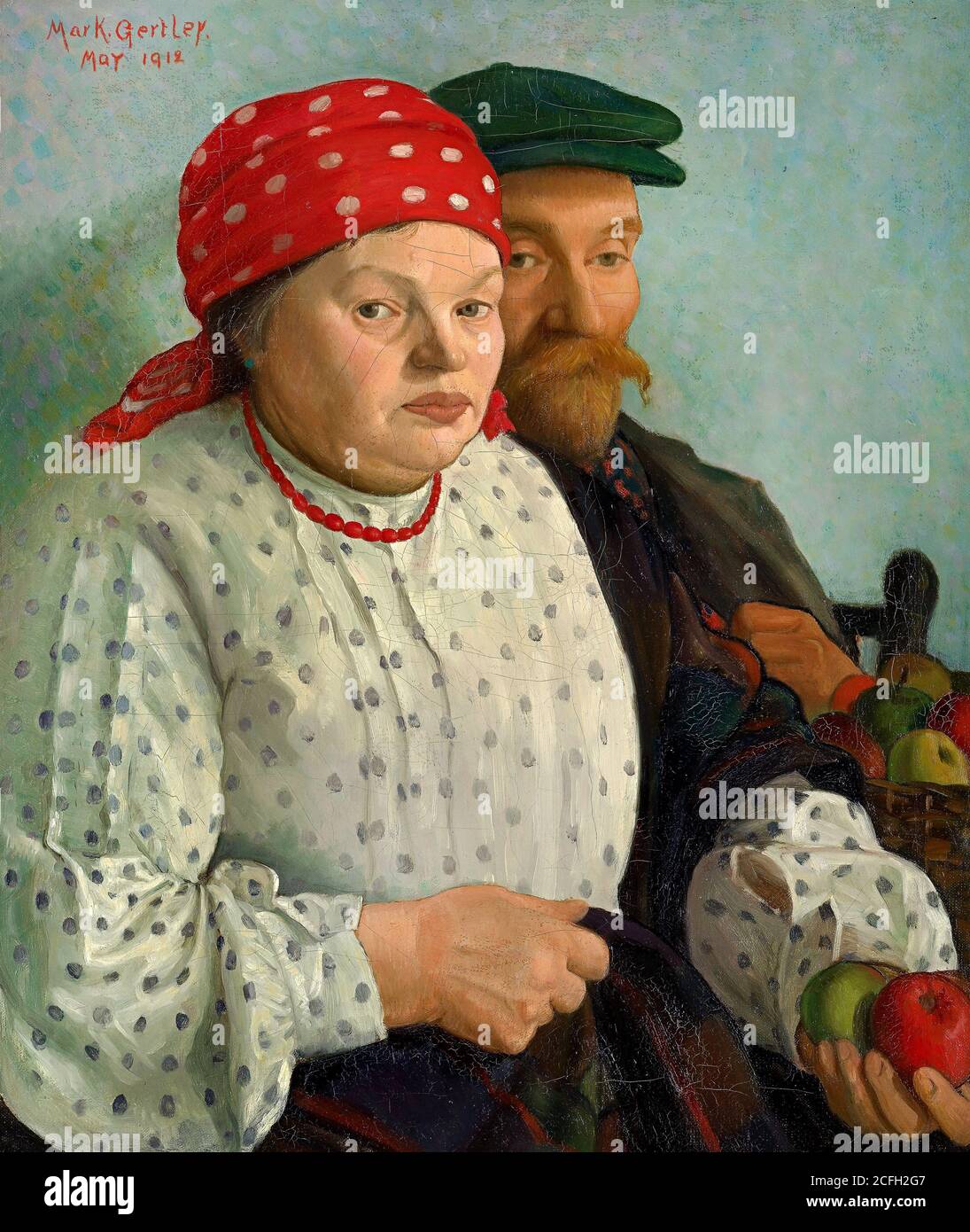 Mark Gertler, la femme Apple et son mari, 1912 huile sur toile, National Gallery of Victoria, Australie. Banque D'Images