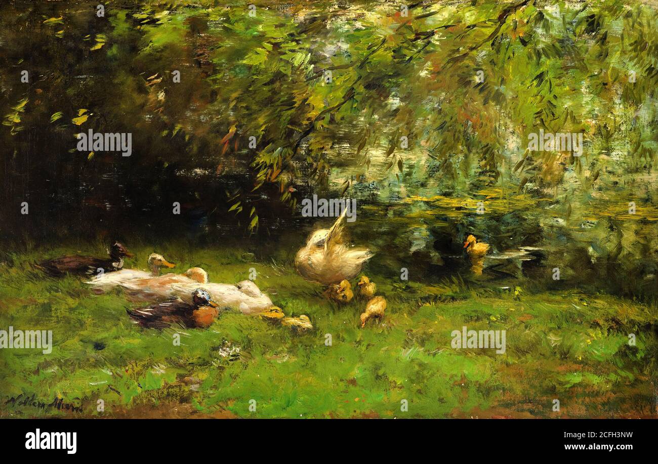 Willem Maris, Duck Heaven, Circa 1885, huile sur toile, Gemeentemuseum Den Haag, la Haye, pays-Bas. Banque D'Images