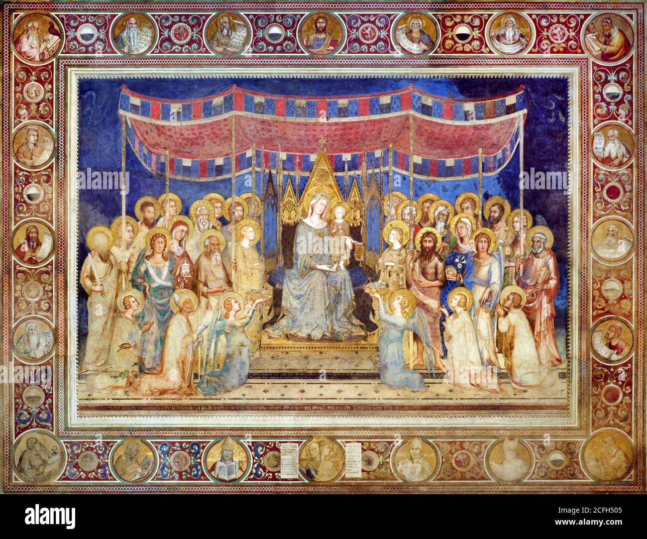 Simone Martini, Maesta, Circa 1315 - 1321, fresque, Fondazione Musei Senesi, Sienne, Italie Banque D'Images