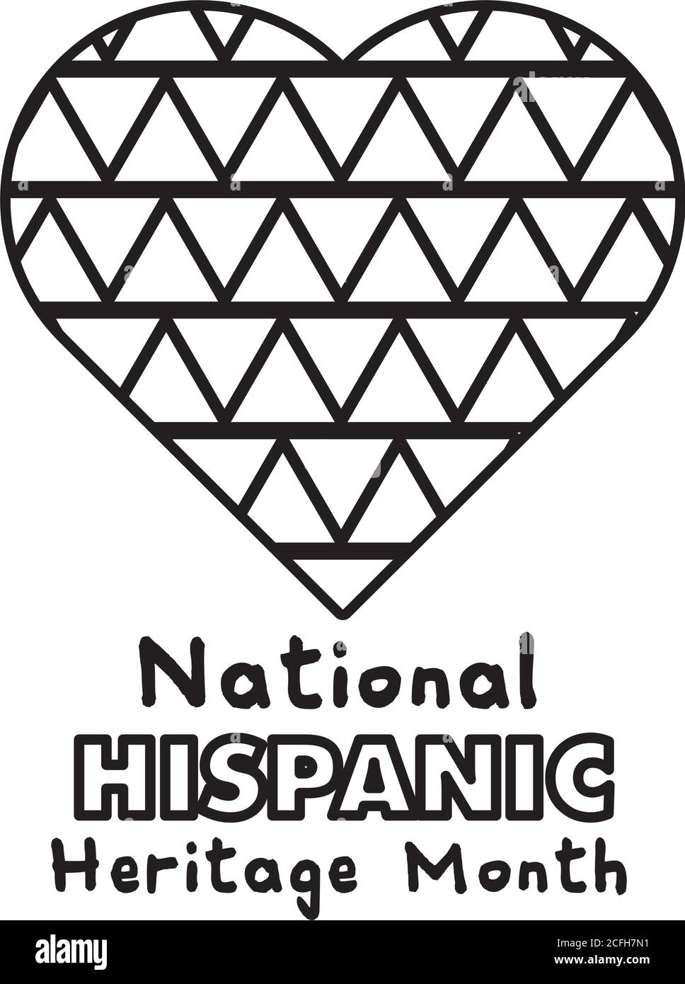 lettrage national de l'héritage hispanique dans le vecteur d'icône de style de ligne de coeur conception de l'illustration Illustration de Vecteur