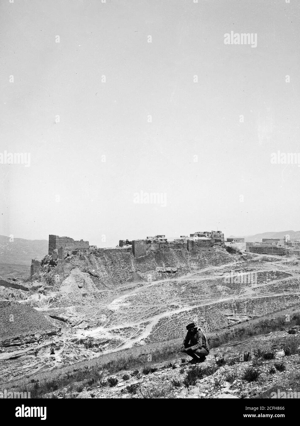Légende originale : est de la Jordanie et de la mer Morte. Vue générale de Kerak (Kir de Moab) - lieu: Jordanie--Qir Moav ca. 1900 Banque D'Images