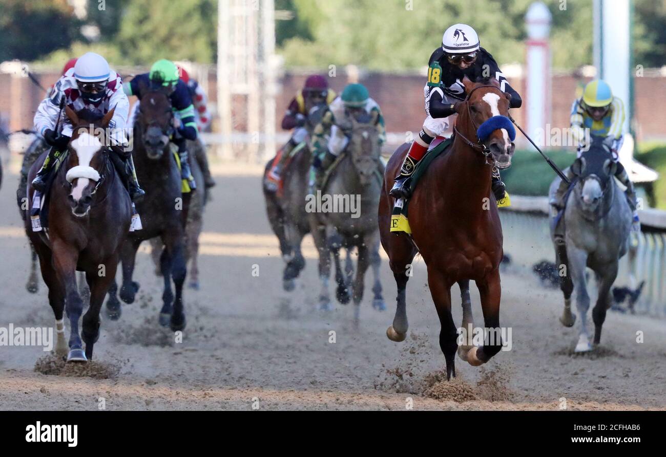 Louisville, États-Unis. Le 05septembre 2020. Jockey John Velazquez Riding Authentic remporte la 146e course du Kentucky Derby à Churchill Downs le samedi 5 septembre 2020 à Louisville, Kentucky. Photo de John Sommers II/UPI crédit: UPI/Alay Live News Banque D'Images