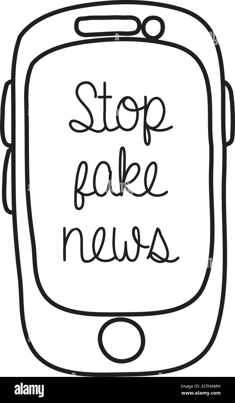 arrêtez la campagne de fausses nouvelles en affichant des lettres dans un vecteur de style de ligne de smartphone conception de l'illustration Illustration de Vecteur