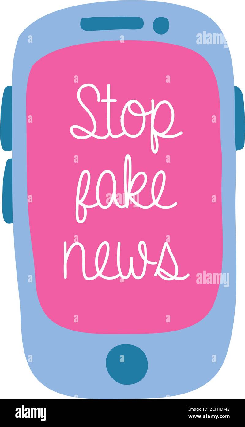 arrêtez la campagne de fausses nouvelles en affichant des lettres dans un vecteur de style plat pour smartphone conception de l'illustration Illustration de Vecteur