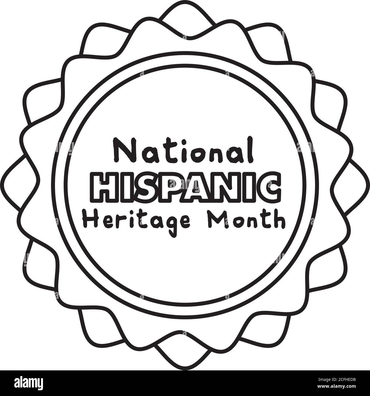 lettrage national de l'héritage hispanique dans le style des lignes de dentelle icon vector conception de l'illustration Illustration de Vecteur