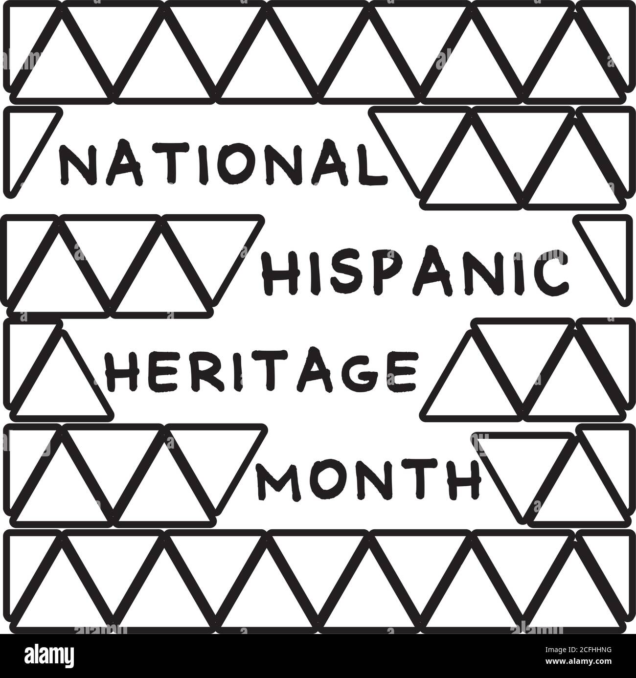 lettrage national de l'héritage hispanique avec motif triangles style ligne de cadre illustration vectorielle Illustration de Vecteur