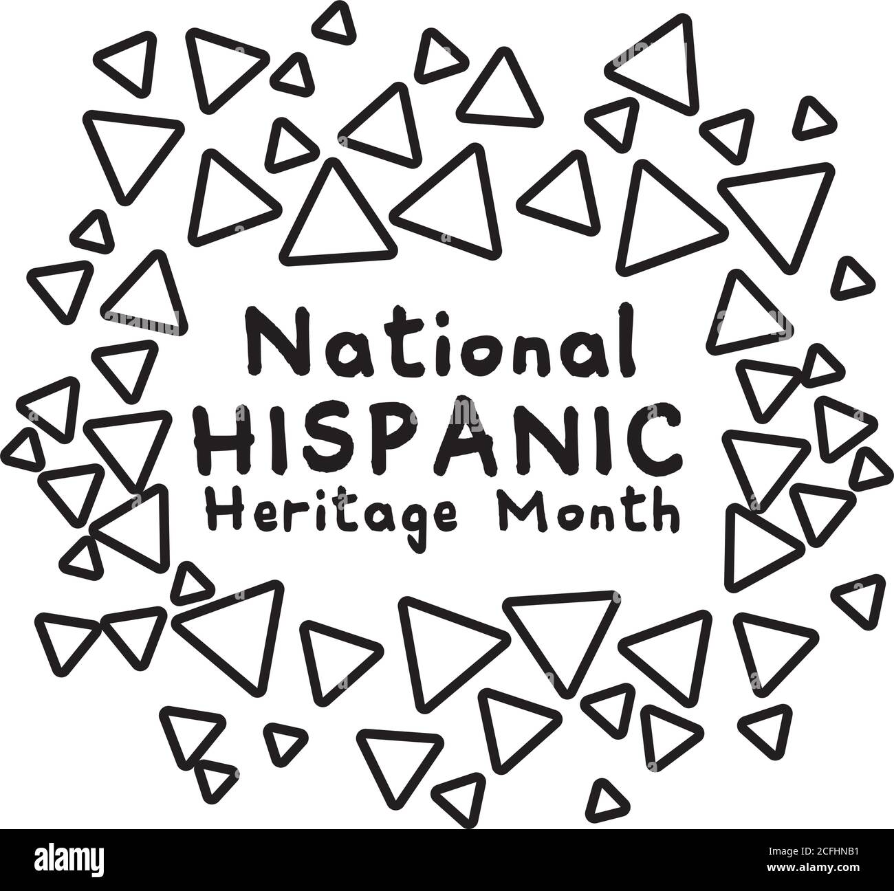 lettrage national de l'héritage hispanique avec couleurs confetti icône de style de ligne illustration vectorielle Illustration de Vecteur