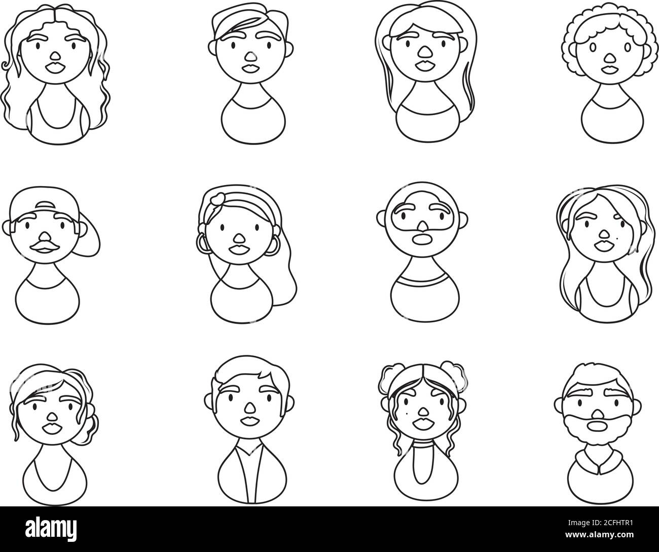 personnes personnages national de l'héritage hispanique style de ligne icône illustration vectorielle conception Illustration de Vecteur