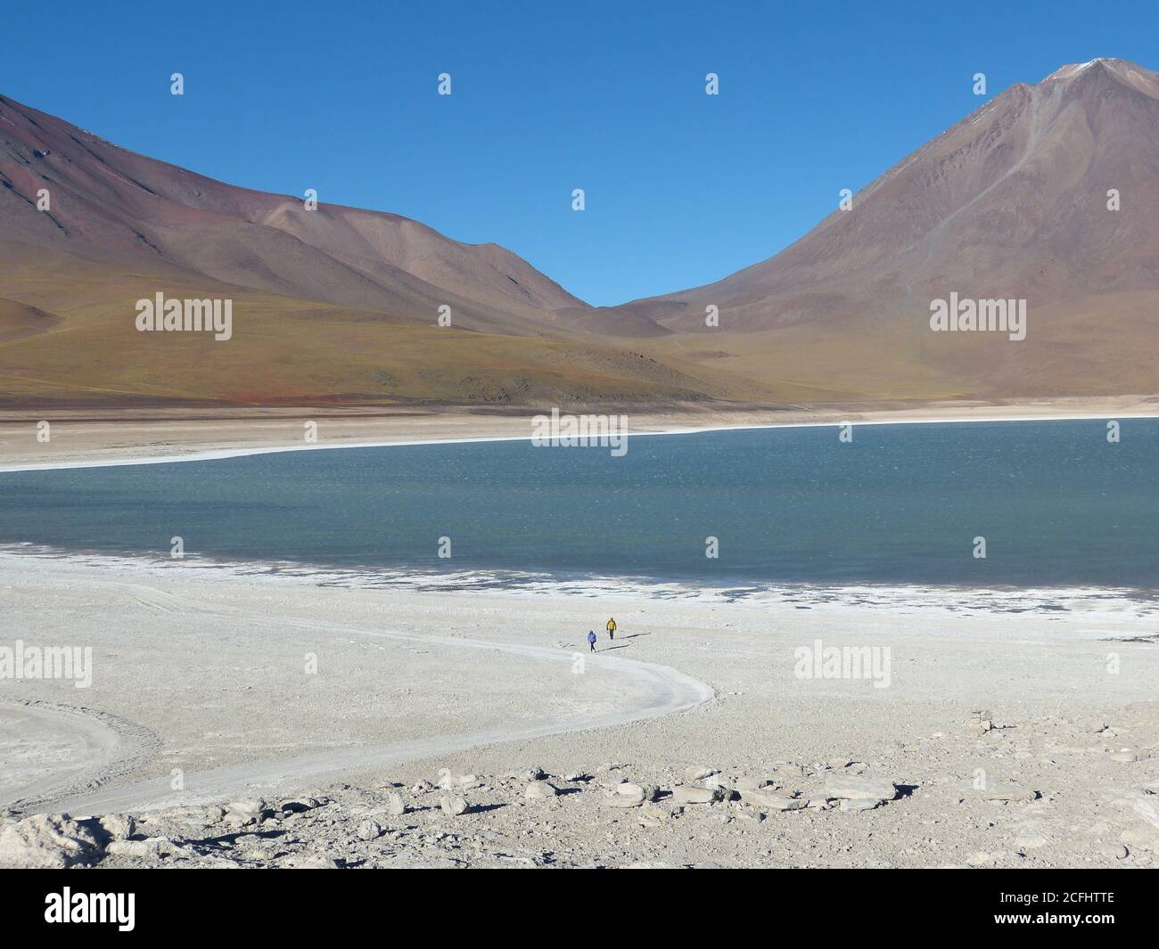 Le lac minéral vert émeraude de Laguna verde est situé en Bolivie Banque D'Images