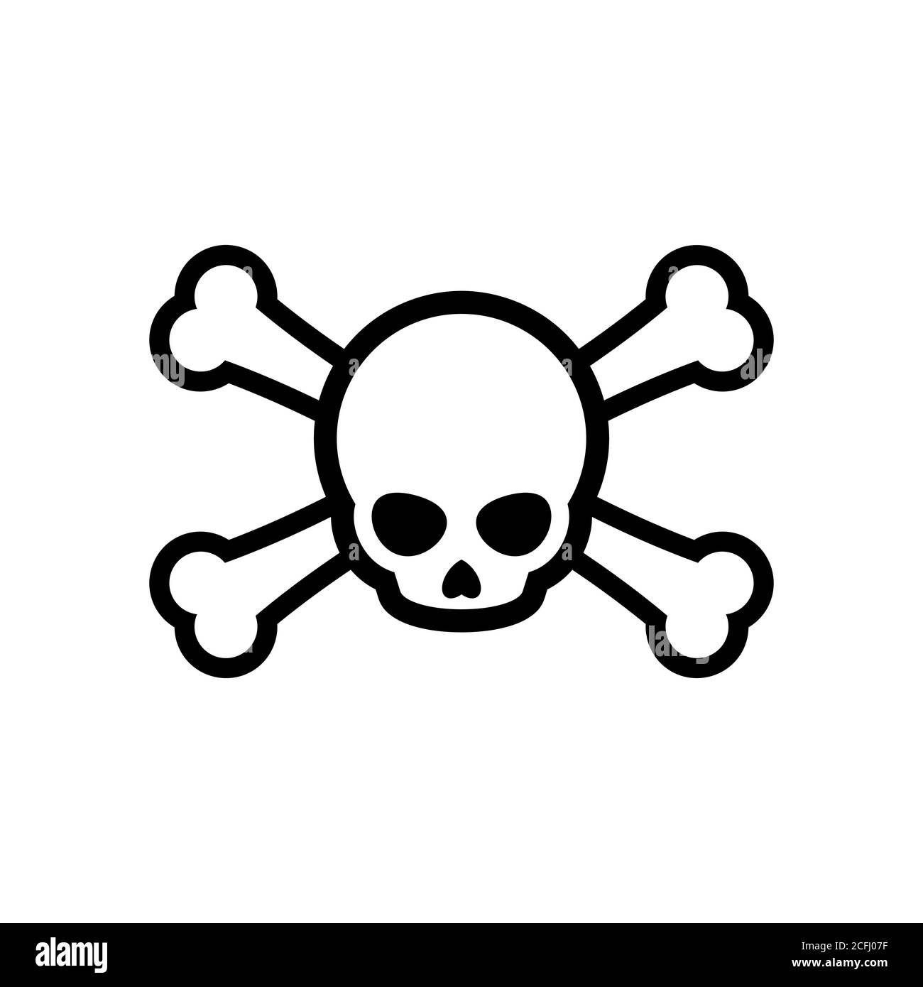 Crâne avec crossos. Icône crâne simple. Poison et signe toxique. Symbole pirate. Concept de danger. Contour noir sur fond blanc. Halloween effrayante Illustration de Vecteur Crâne avec crossos. Icône crâne simple. Poison et signe toxique. Symbole pirate. Concept de danger. Contour noir sur fond blanc. Halloween effrayante Illustration de Vecteur