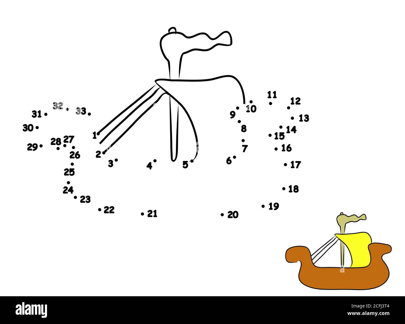 Bateau à voile. Formation de jeu point à point. Dessin à la main illustration mignonne, vecteur de coloration Illustration de Vecteur