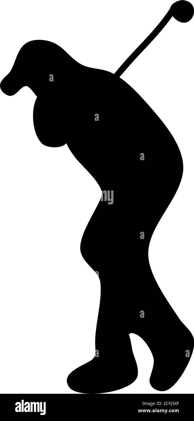 L'homme joue au golf. Silhouette noire, sport. Illustration de mise en plan manuelle, esquisse. Mode de vie actif, vecteur de passe-temps Illustration de Vecteur